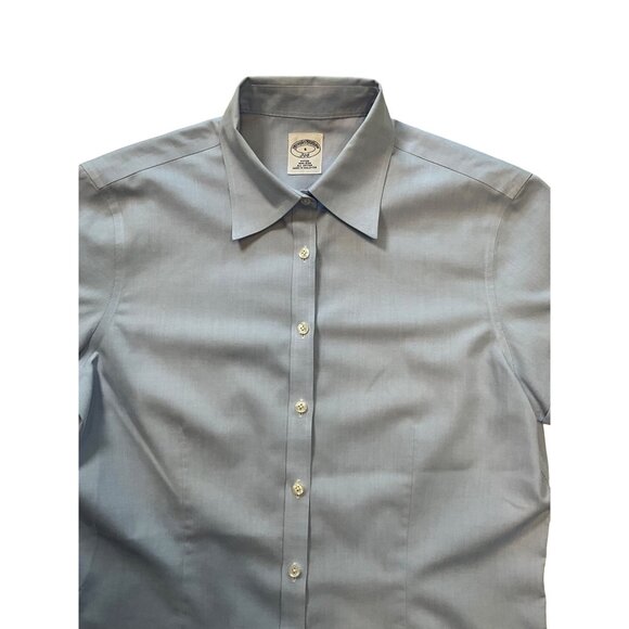 Brooks Brothers #346 Women's Short Sleeve Size 6 Light Blue Blouse Button Up - Picture 3 of 6